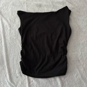 Trendy Queen Black Sleeveless Ruched Crop Top S